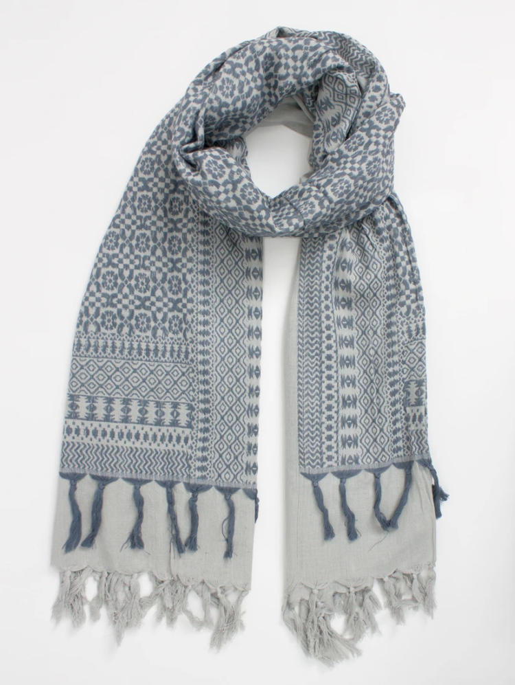Geborduurde sjaal grijs - Bohemia Design