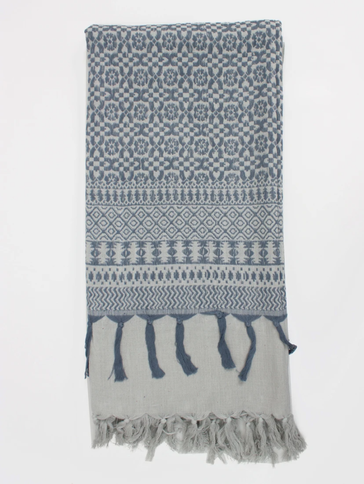 Geborduurde boho sjaal grijs - Bohemia Design